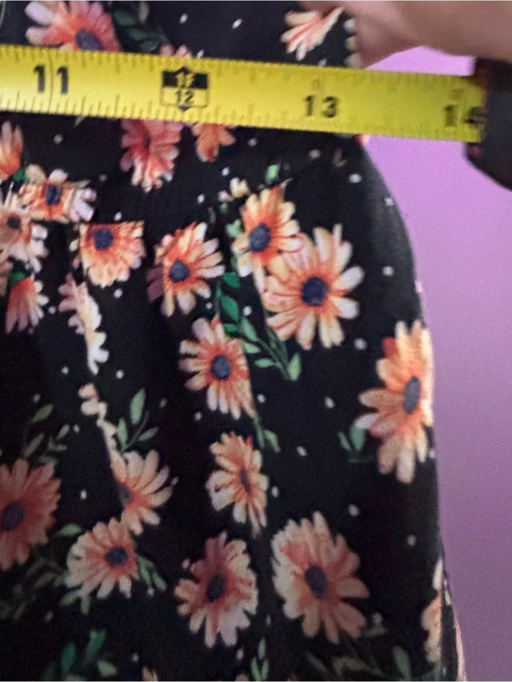 Black Floral Romper / Shorts with Pockets Elastic Waist